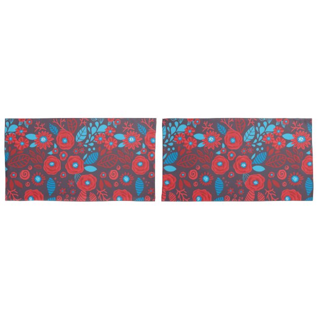 Doodle floral pattern pillowcase (Front-Set)