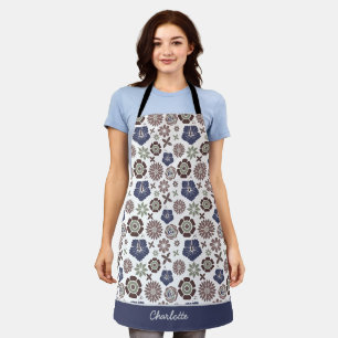 Doodle floral surface pattern personalised name apron