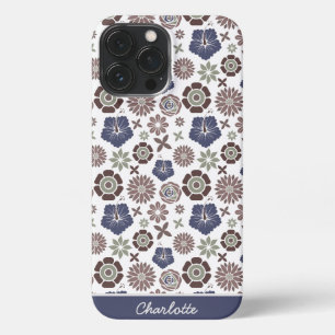 Doodle floral surface pattern personalised name iPhone 13 pro max case