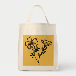 doodle floral tote bag