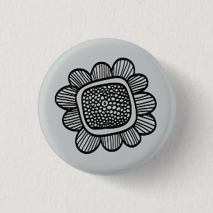Doodle flower 3 cm round badge