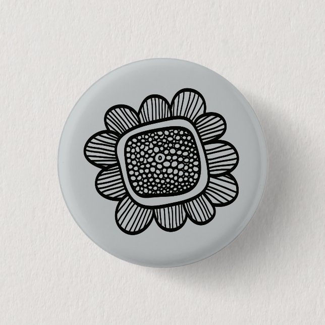 Doodle flower 3 cm round badge (Front)