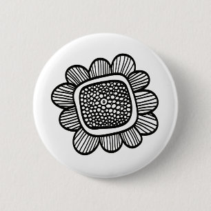 Doodle flower 6 cm round badge