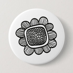 Doodle flower 7.5 cm round badge