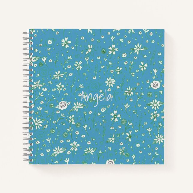 Doodle Flower L/Blue Notebook Customisable (Front)