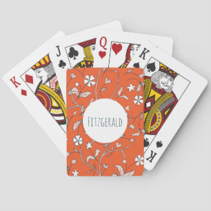 Doodle Flower_Red: Custom Playing Cards