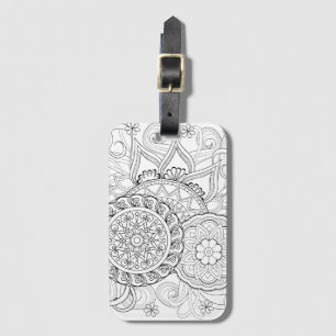 Doodle Flowers And Mandalas Luggage Tag
