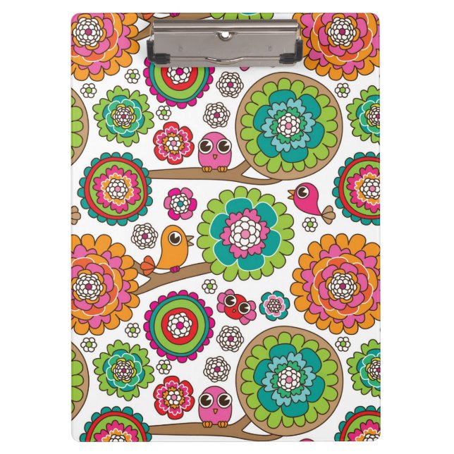 doodle flowers background pattern clipboard (Front)