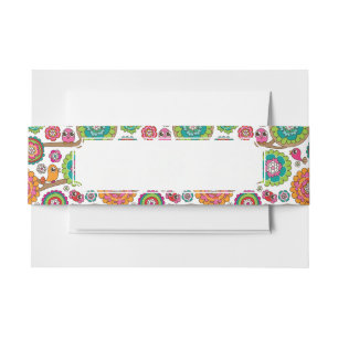 doodle flowers background pattern invitation belly band