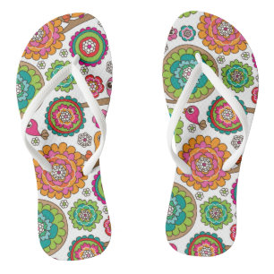 doodle flowers background pattern jandals