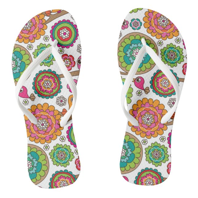 doodle flowers background pattern jandals (Footbed)