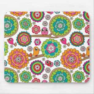 doodle flowers background pattern mouse pad