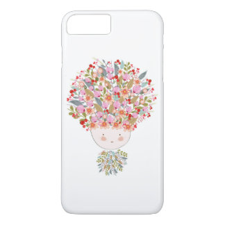Doodle flowers beautiful girl face Case-Mate iPhone case