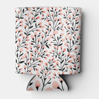 Doodle Flowers: Coral Floral Seamless. Can Cooler