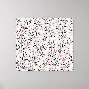 Doodle Flowers: Coral Floral Seamless. Canvas Print