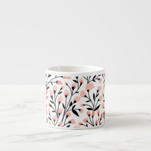 Doodle Flowers: Coral Floral Seamless. Espresso Cup
