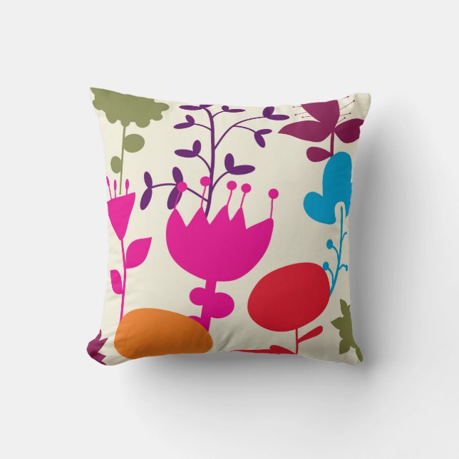 doodle flowers cushion (Front)