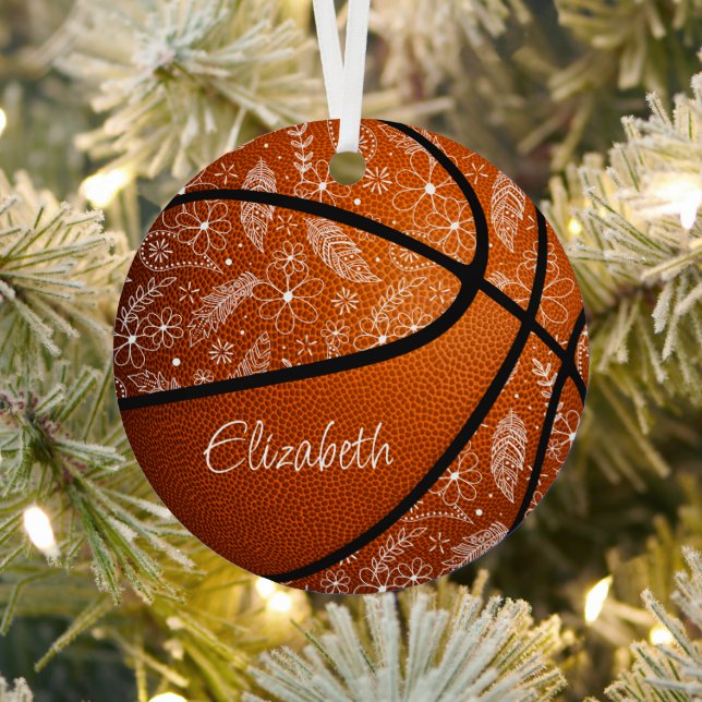 doodle flowers feathers paislies boho basketball metal tree decoration (Insitu)