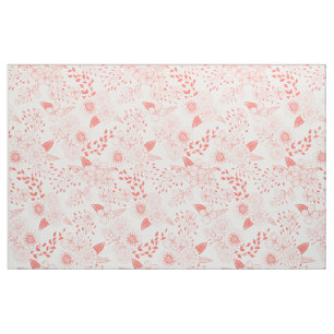 Doodle flowers in living coral fabric