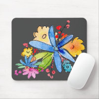 Doodle Flowers On Gray Mouse Pad