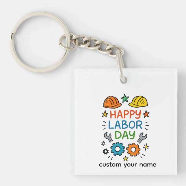Doodle Fun Labour Day Key Ring (Front)