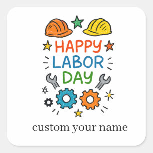 Doodle Fun Labour Day Square Sticker
