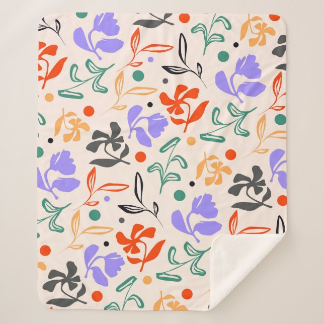 Doodle Garden Sherpa Blanket (Front)