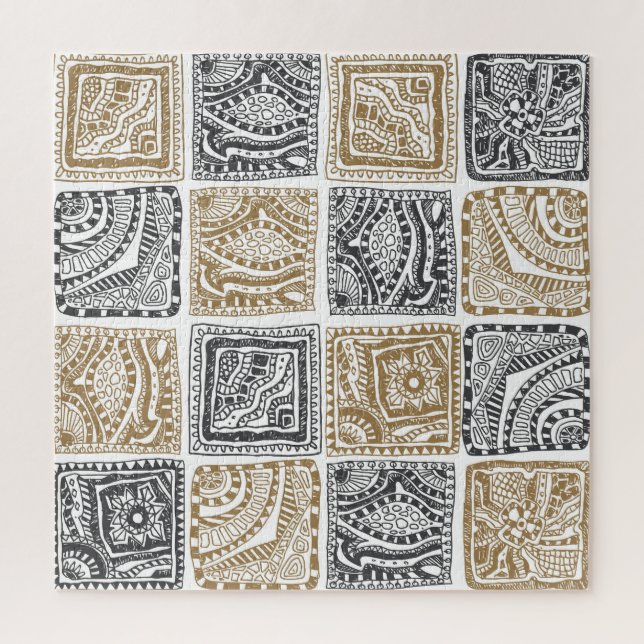 Doodle geometric, vintage abstract pattern. jigsaw puzzle (Vertical)