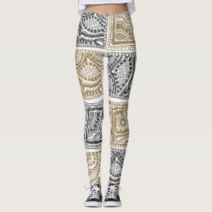 Doodle geometric, vintage abstract pattern. leggings