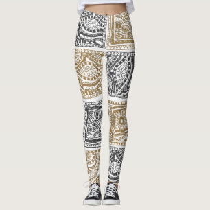 Doodle geometric, vintage abstract pattern. leggings