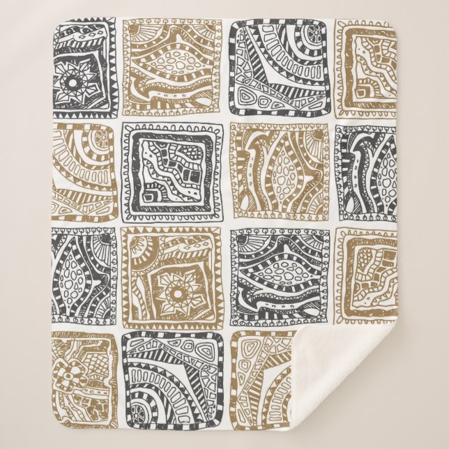 Doodle geometric, vintage abstract pattern. sherpa blanket (Front)