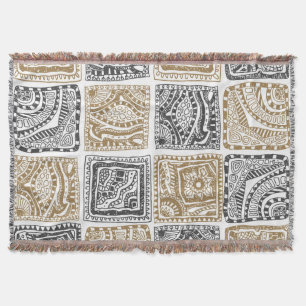 Doodle geometric, vintage abstract pattern. throw blanket