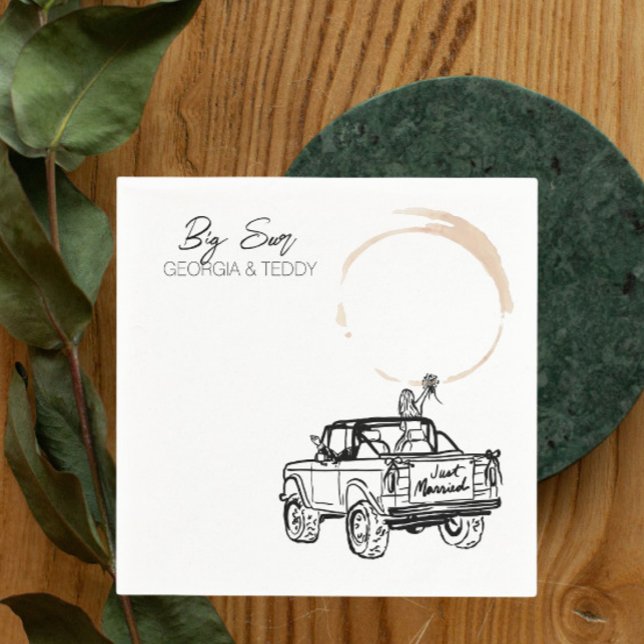  Doodle Getaway Car wedding cocktail napkin (Creator Uploaded)