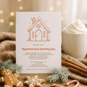 Doodle Gingerbread House Decorating Christmas Invitation
