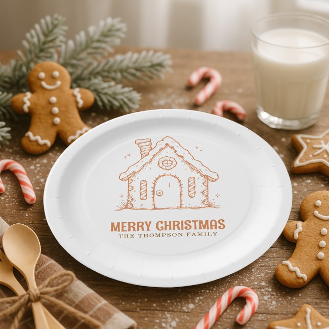 Doodle Gingerbread House Merry Christmas Paper Plate (Creator Uploaded)