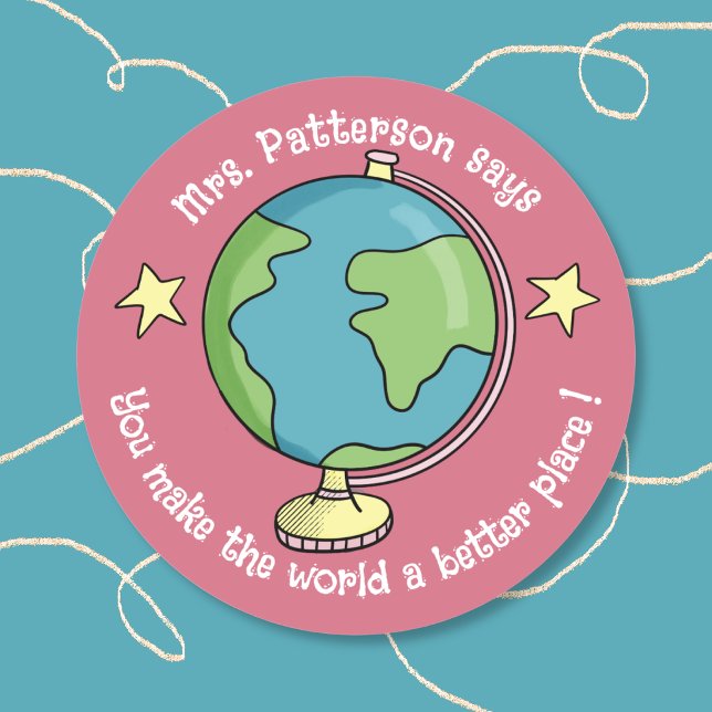 Doodle Globe Pink Reward Stickers (Creator Uploaded)