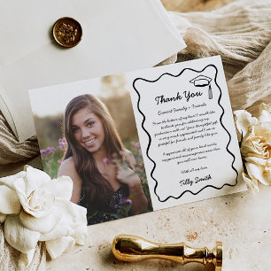 Doodle Graduation Thank You Card 3 Photos Wavy