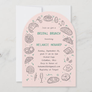 Doodle hand drawn brunch bridal shower invitation