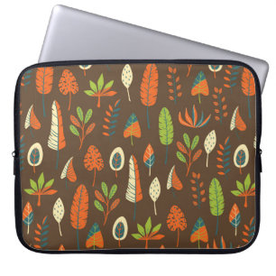 Doodle Hand Drawn Tropical Pattern with Leaves on Laptop Sleeve