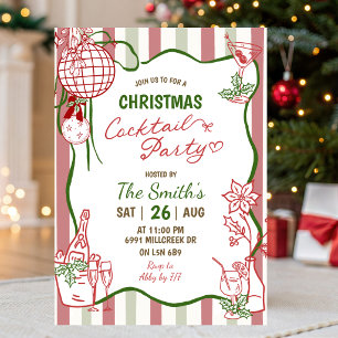Doodle Handwritten Christmas Cocktail Party Invitation