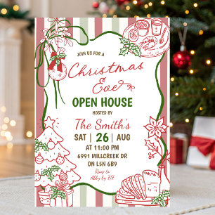 Doodle Handwritten Christmas Eve Open House Invitation