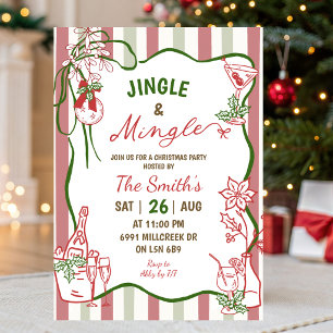 Doodle Handwritten Jingle Mingle Christmas Party Invitation