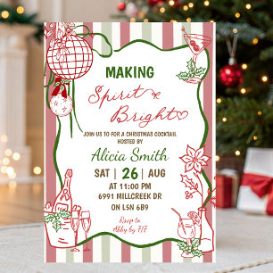 Doodle Handwritten Making Spirit Bright Christmas Invitation