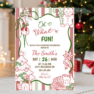 Doodle Handwritten Oh What Fun Christmas Party Invitation