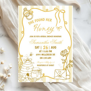 Doodle Handwritten She Found Her Honey Bridal Invitation