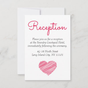 Doodle Heart Pink Red Wedding Party Reception Invitation