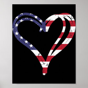 Doodle Heart US American Flag Memorial Day 4th Of Poster