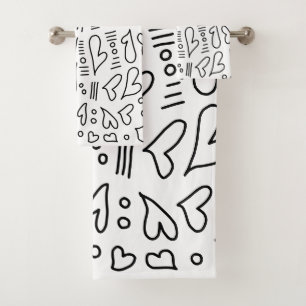 Doodle hearts 35 bath towel set