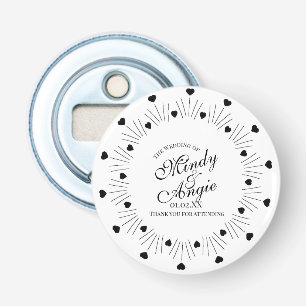 Doodle Hearts Frame Script Wedding Bottle Opener