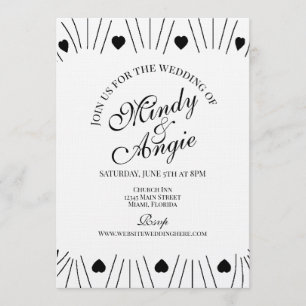 Doodle Hearts Frame Script Wedding Invitation